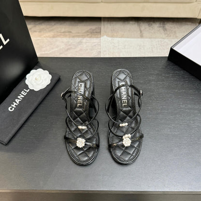 CC 2026 Camellia Chunky Heeled Sandals  90 Lambskin