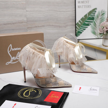 CL 2026 Doria Offenbee 105mm Pump Strass Tulle Leather 864004