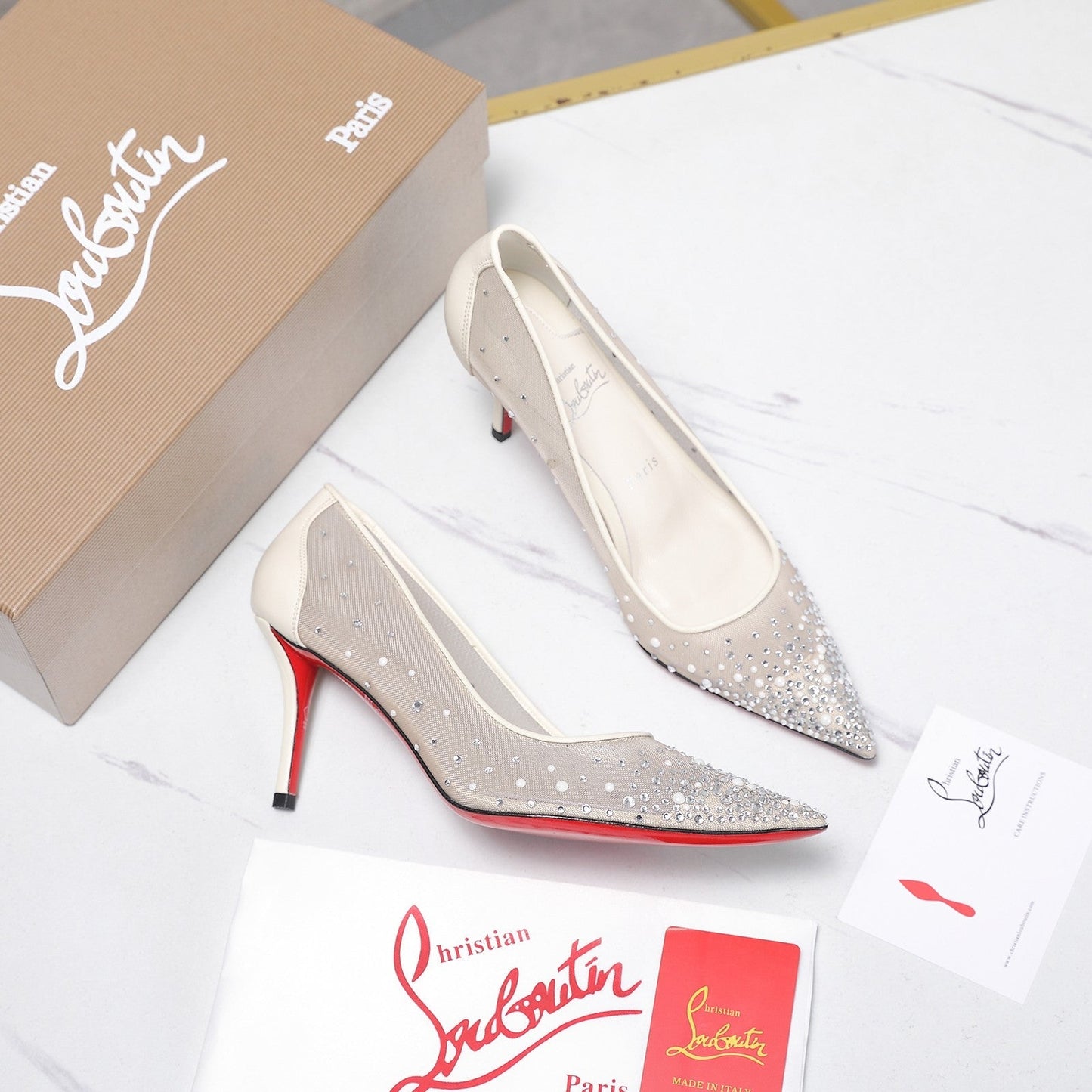 Christian Louboutin Miss Z Degrastrass Perla Pump Mesh Leather 863859