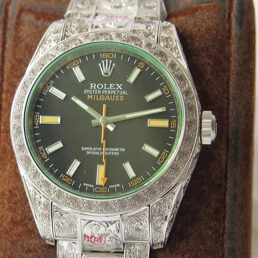 MILGAUSS 40MM STAINLESS STEEL GREEN BLACK ORANGE DIAL