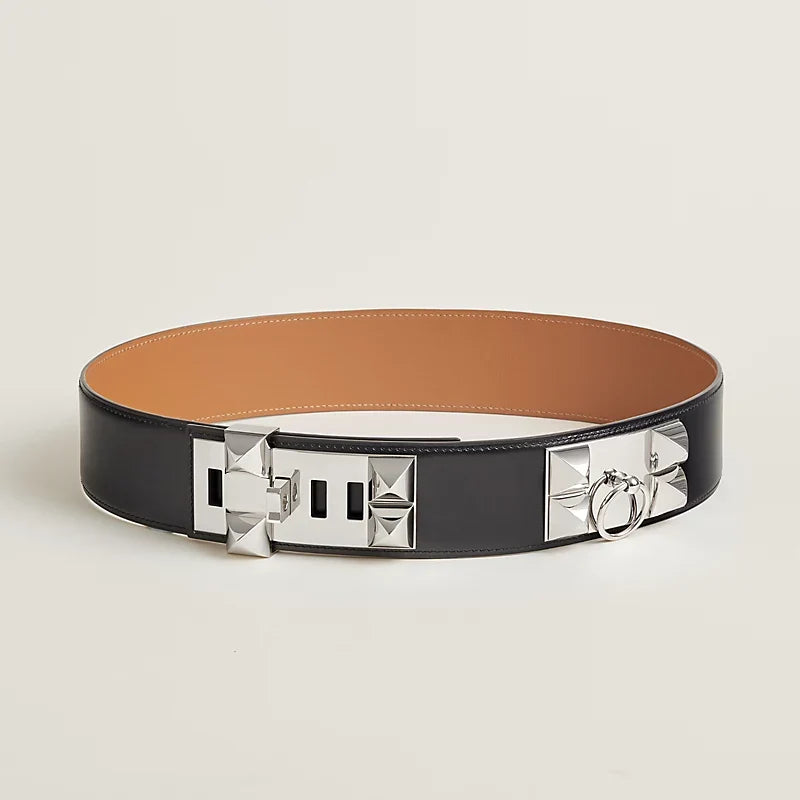 Hermès Collier De Chien 32 Belt Black Calfskin SHW
