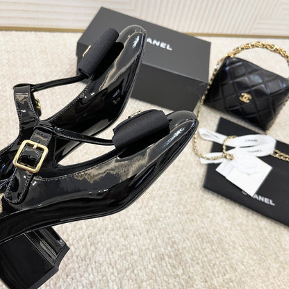 Chanel 2026 Fabric Bow Mary Jane Chunky Heel Shoe Patent Leather 787146