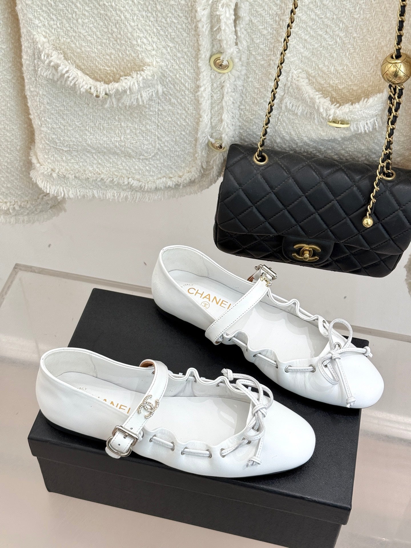CC 2026 Vintage Bow Tie Ballet Flat Sheepskin