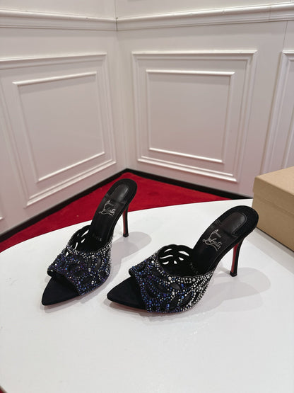 Christian Louboutin 2026 Lasera Strass 100mm Mules Lambskin 780417