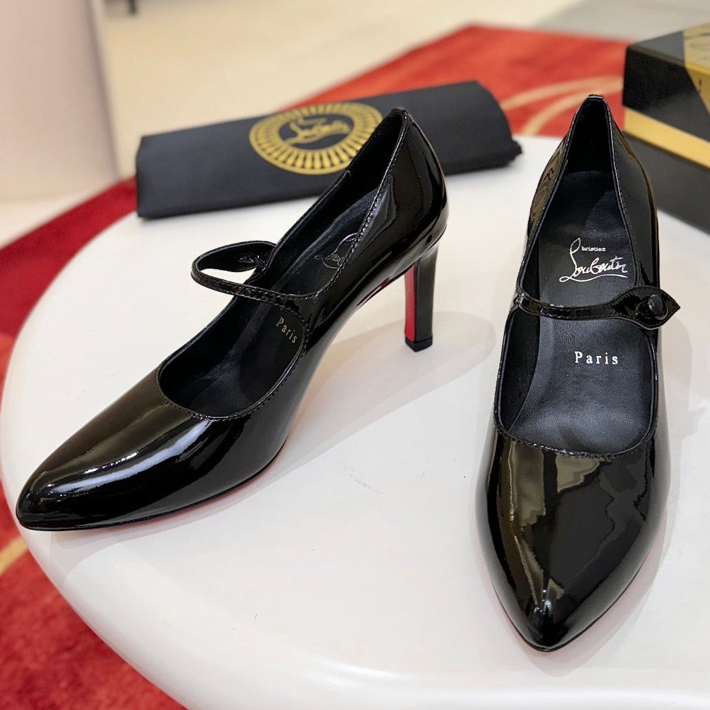 Christian Louboutin Miss Jane 85mm Pump Suede And Patent Leather 825372