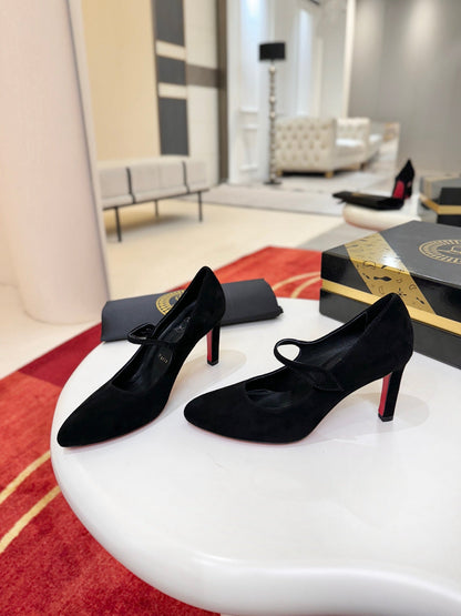 Christian Louboutin Miss Jane 85mm Pump Suede And Patent Leather 825372