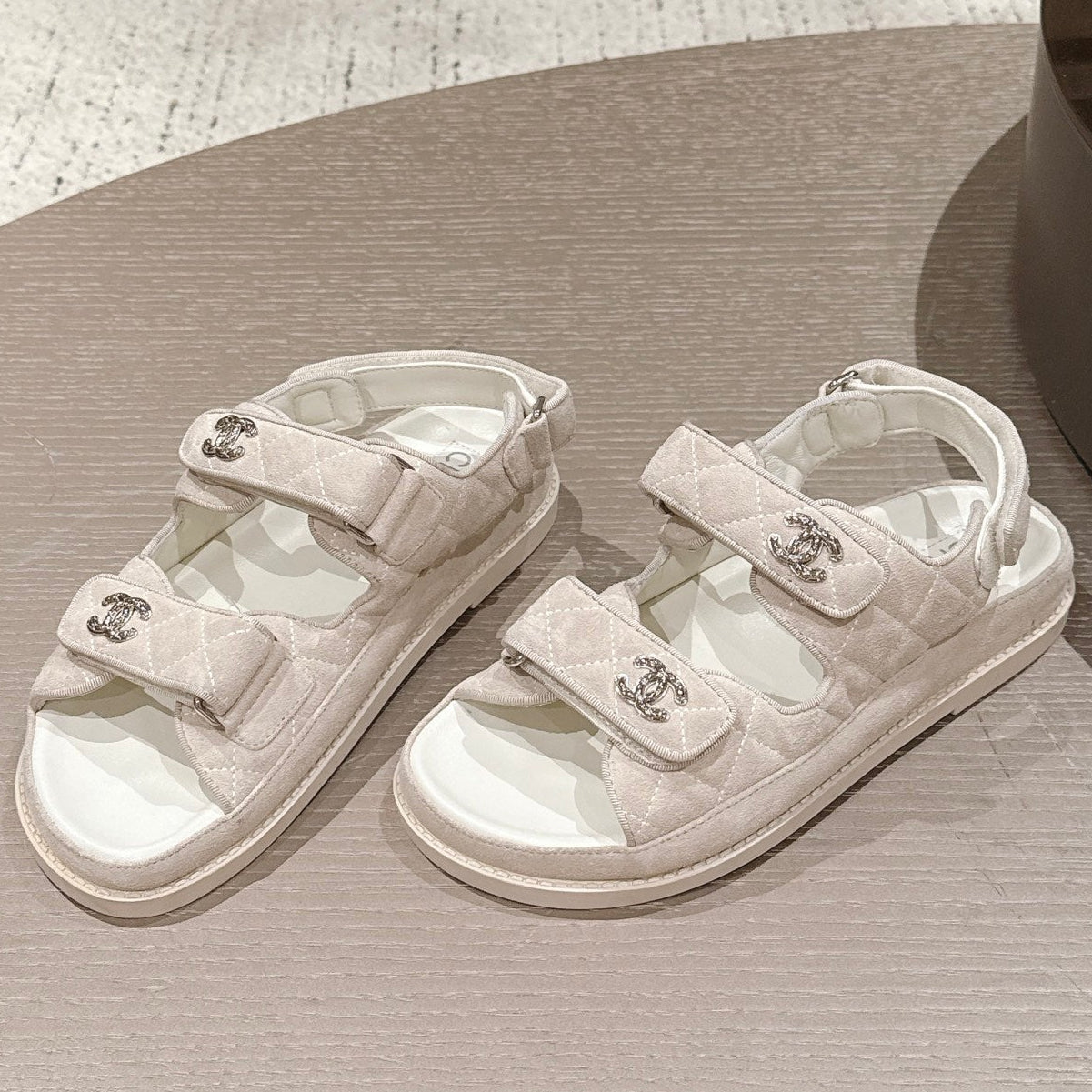 Chanel 2026 Velcro Beach Sandals  Suede Leather 762931