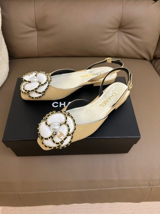 Chanel 2026 Slingback Ballets Flats Camellia Flower Ornament Sheepskin 779282