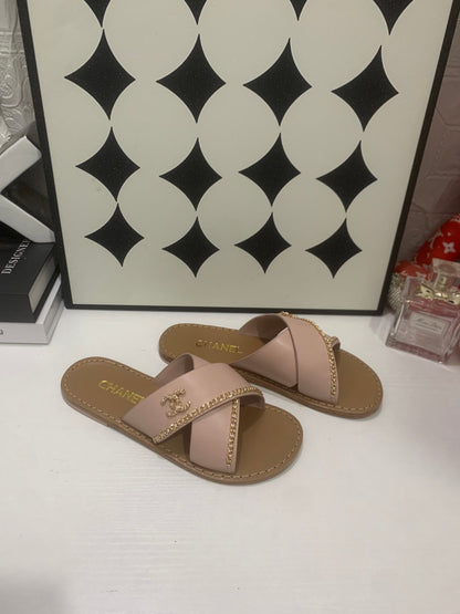 Chanel 2026 Flats Slide Sandals Calfskin 802340