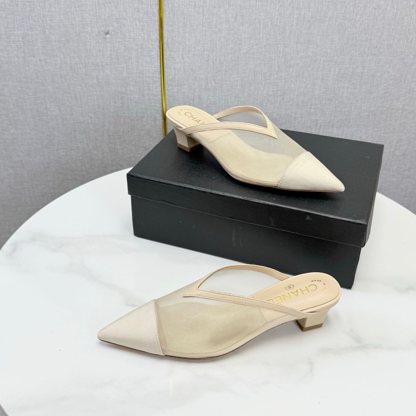 Chanel 2026 Mesh Mule Fabric Sheepskin 904436