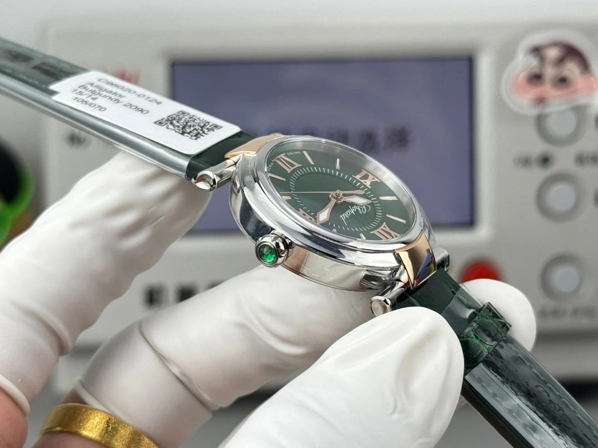 Chopard Imperiale 29mm Sliver Case Green Crocodial Leather
