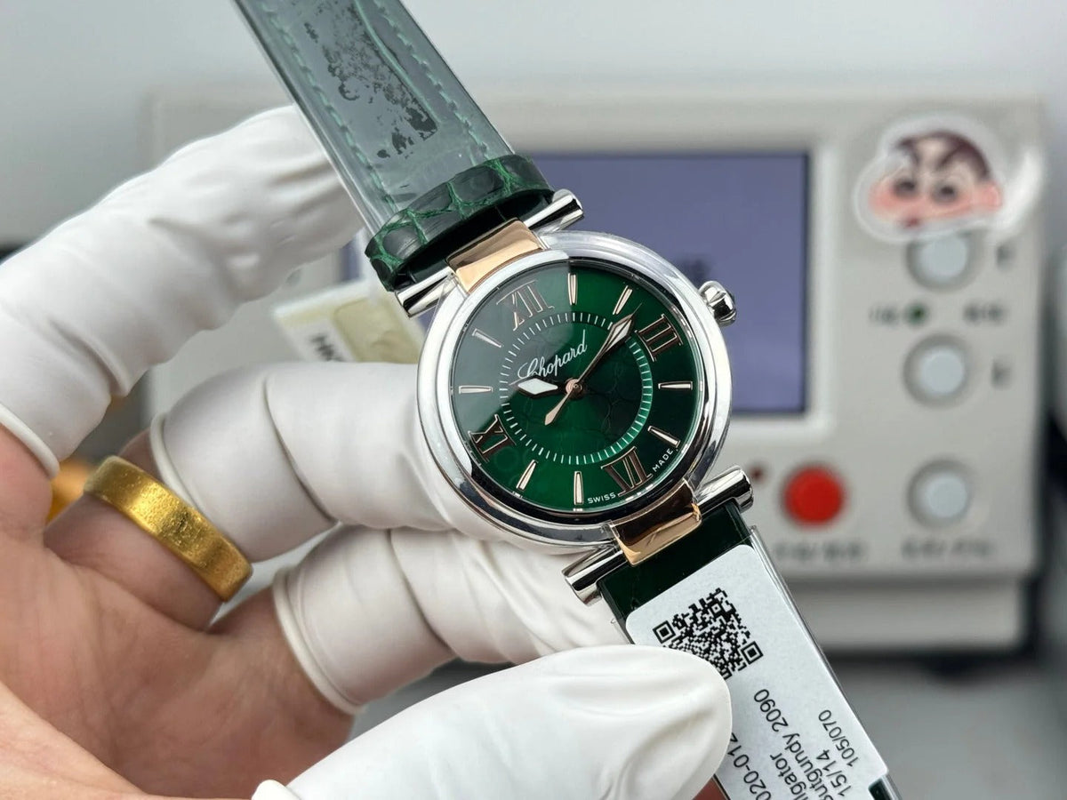Chopard Imperiale 29mm Sliver Case Green Crocodial Leather