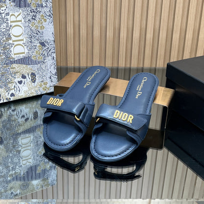 CD 26s Beach Sandals Navy Blue Sheepskin 665319