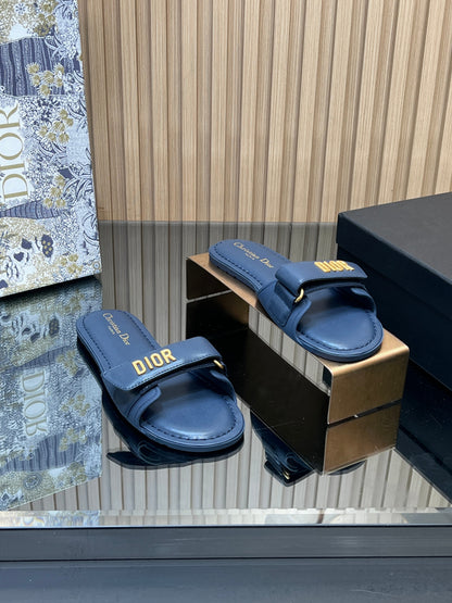 CD 26s Beach Sandals Navy Blue Sheepskin 665319