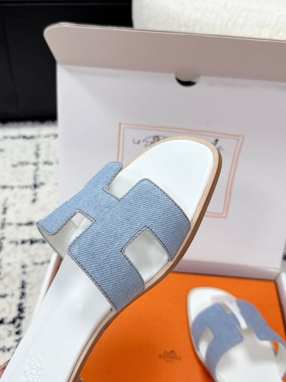 HM 26ss Oran Sandals Light Blue White Denim Cowhide 617180
