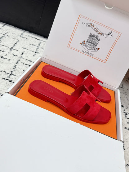 HM 26ss Oran Sandals Red Suede Cowhide 617190