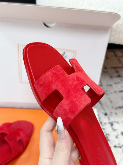 HM 26ss Oran Sandals Red Suede Cowhide 617190
