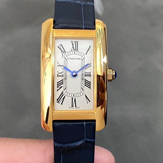 Tank Americane 20mm Gold Case Black Leather Strap