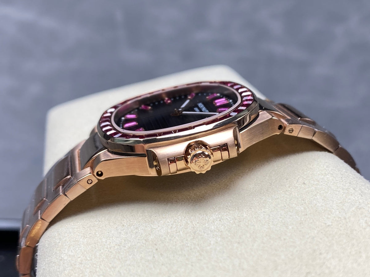 PATEK Nautilus 35.2mm Pink Gold Black Dial