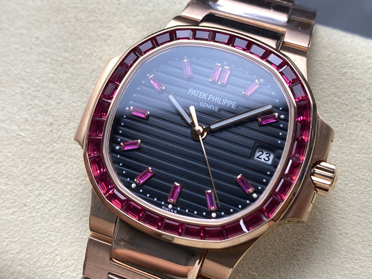 PATEK Nautilus 35.2mm Pink Gold Black Dial