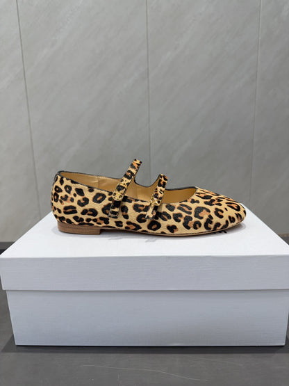 Celine 26 Ballet Flats Leopard Print Suede 614466