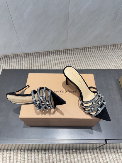 CL 26SS High Heeled Sandals 100 Black Beige Sheepskin 613826
