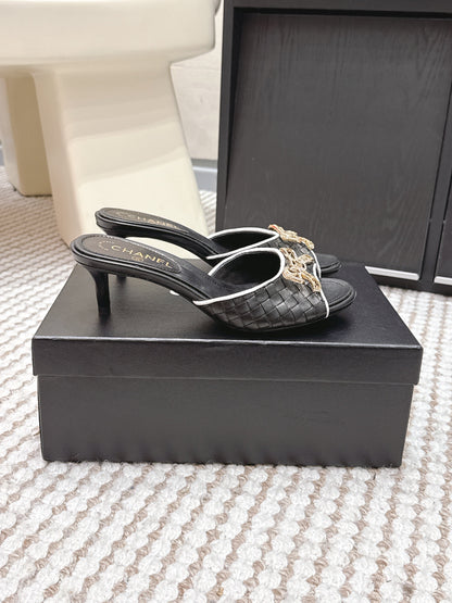 CC 26s Stiletto Sandals 55 Black Leather 652571