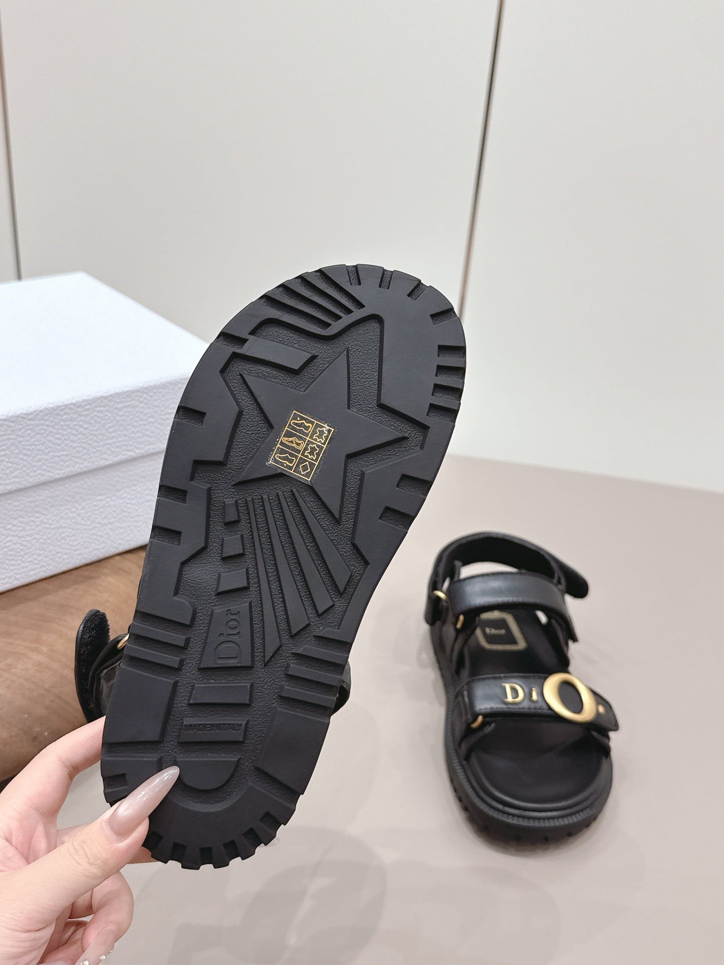 CD 26A Platform Sandal Sheepskin Gold Buckle