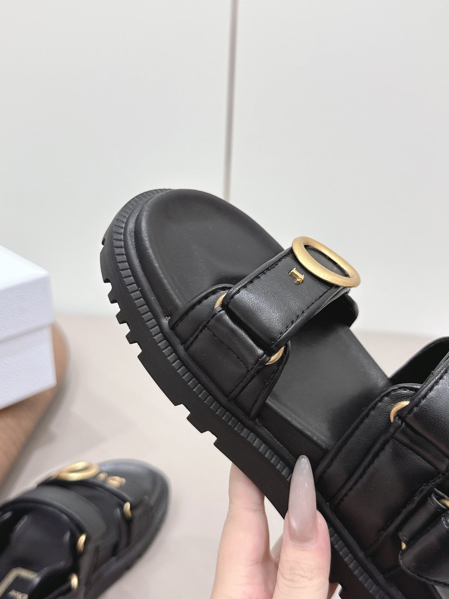 CD 26A Platform Sandal Sheepskin Gold Buckle