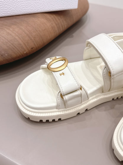 CD 26A Platform Sandal Sheepskin Gold Buckle