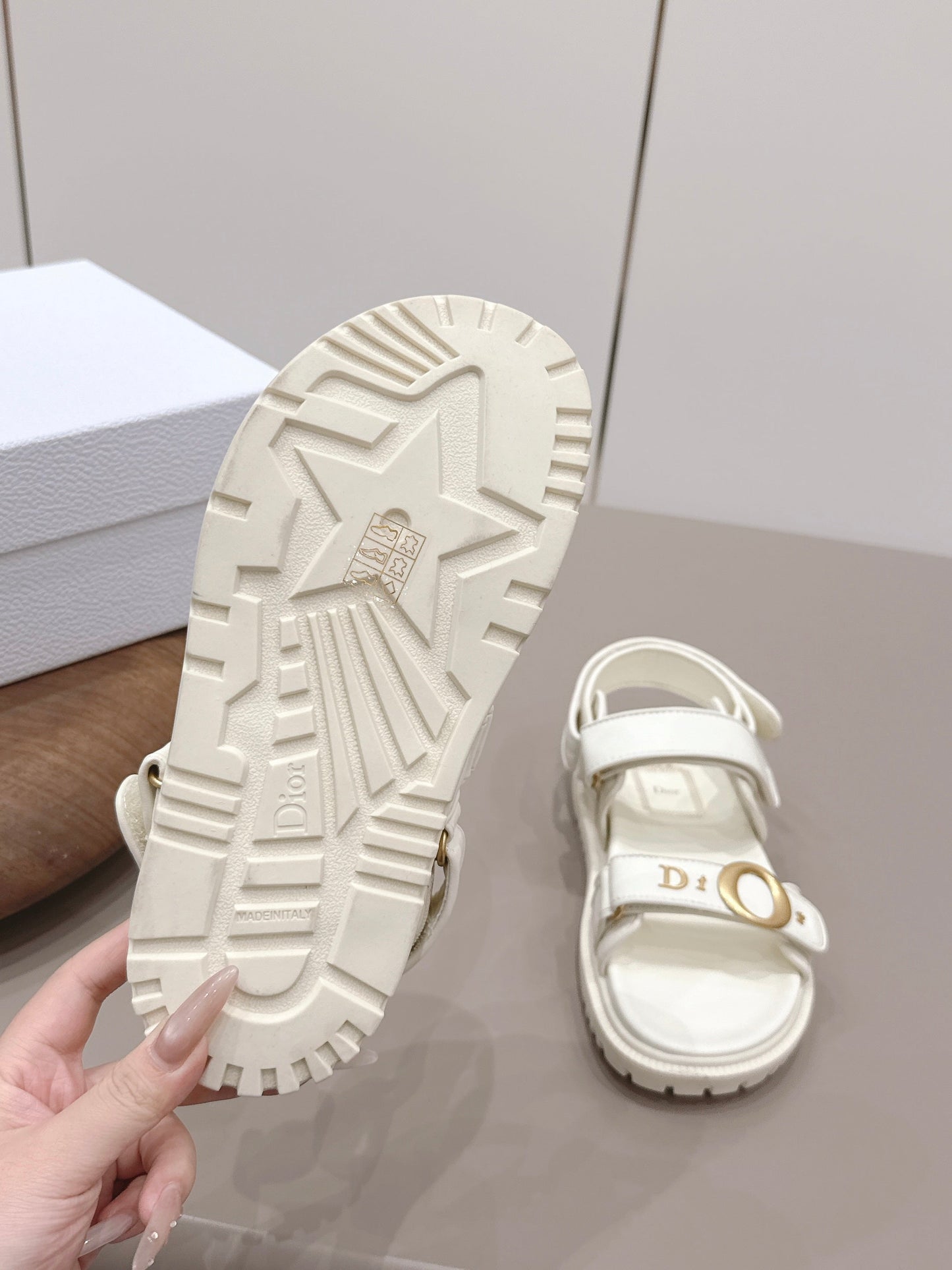 CD 26A Platform Sandal Sheepskin Gold Buckle