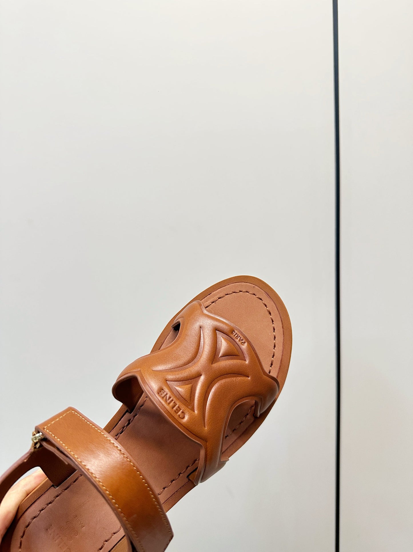 Celine 26 Triomphe Platform Sandals Sheepskin 771077