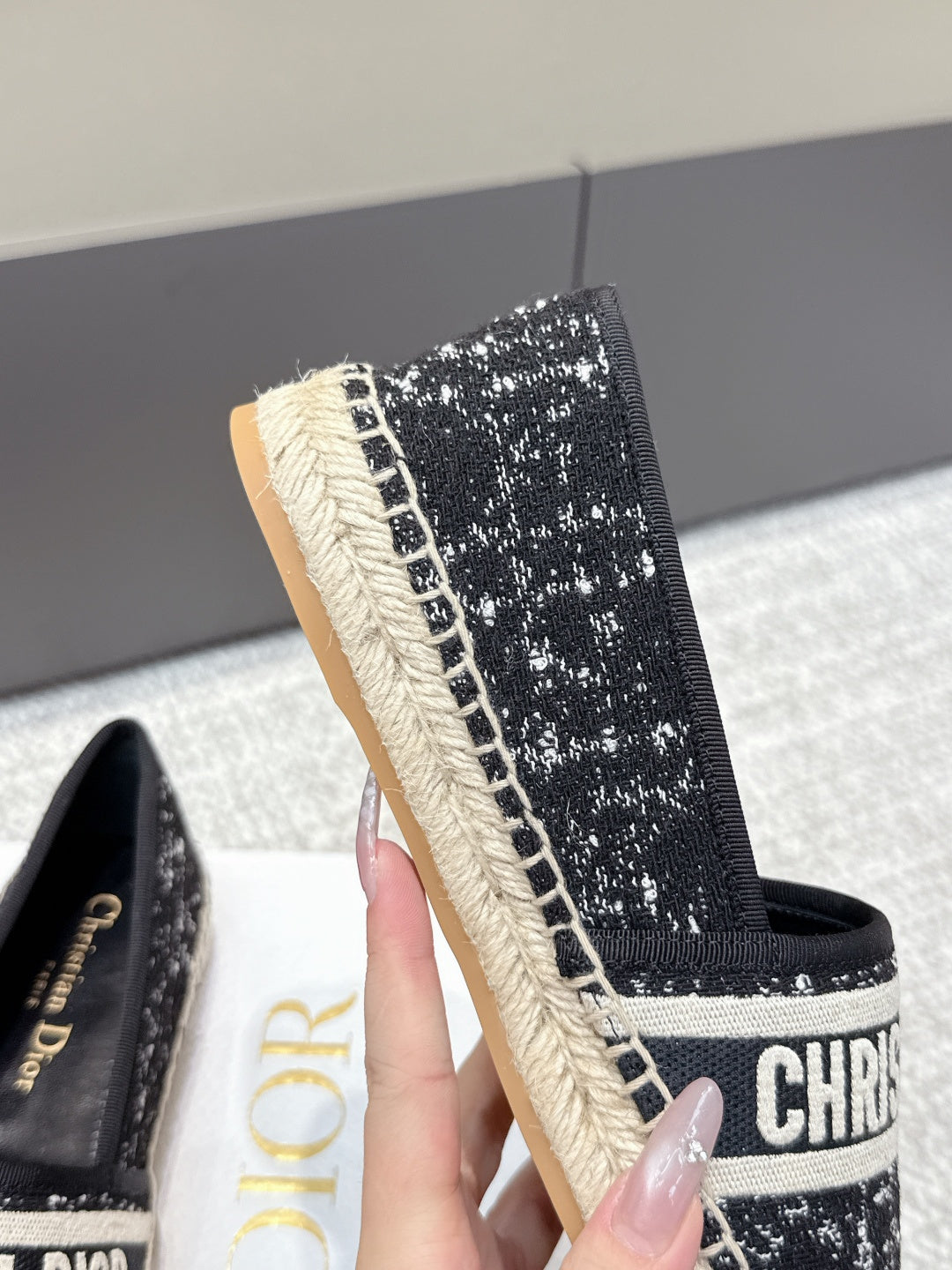 CD 26s Loafers Embroidery Black Canvas 653272