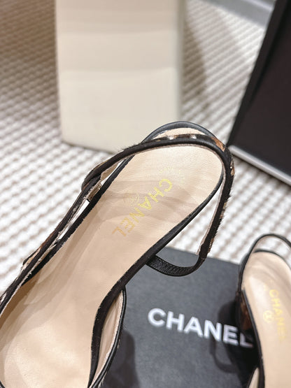 CC 26s Slingback 65 Black Brown Leopard Leather 652654
