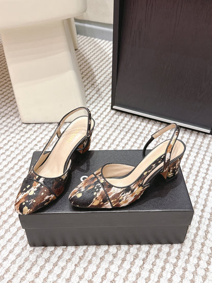 CC 26s Slingback 65 Black Brown Leopard Leather 652654