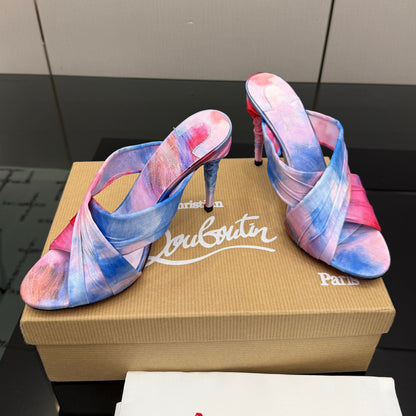 Christian Louboutin 2026 Hight Heels Sandals 100mm Silk Printed Design 791547