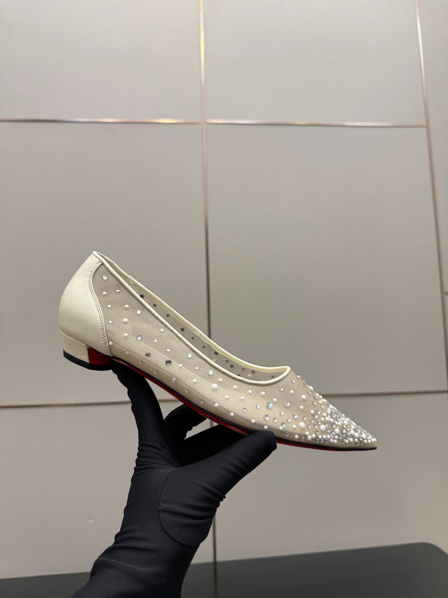 Christian Louboutin 2026 Ballerina Flats Mesh Crystal Embellishment 791567