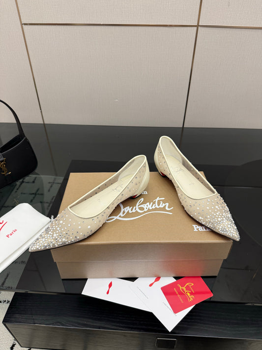 Christian Louboutin 2026 Ballerina Flats Mesh Crystal Embellishment 791567