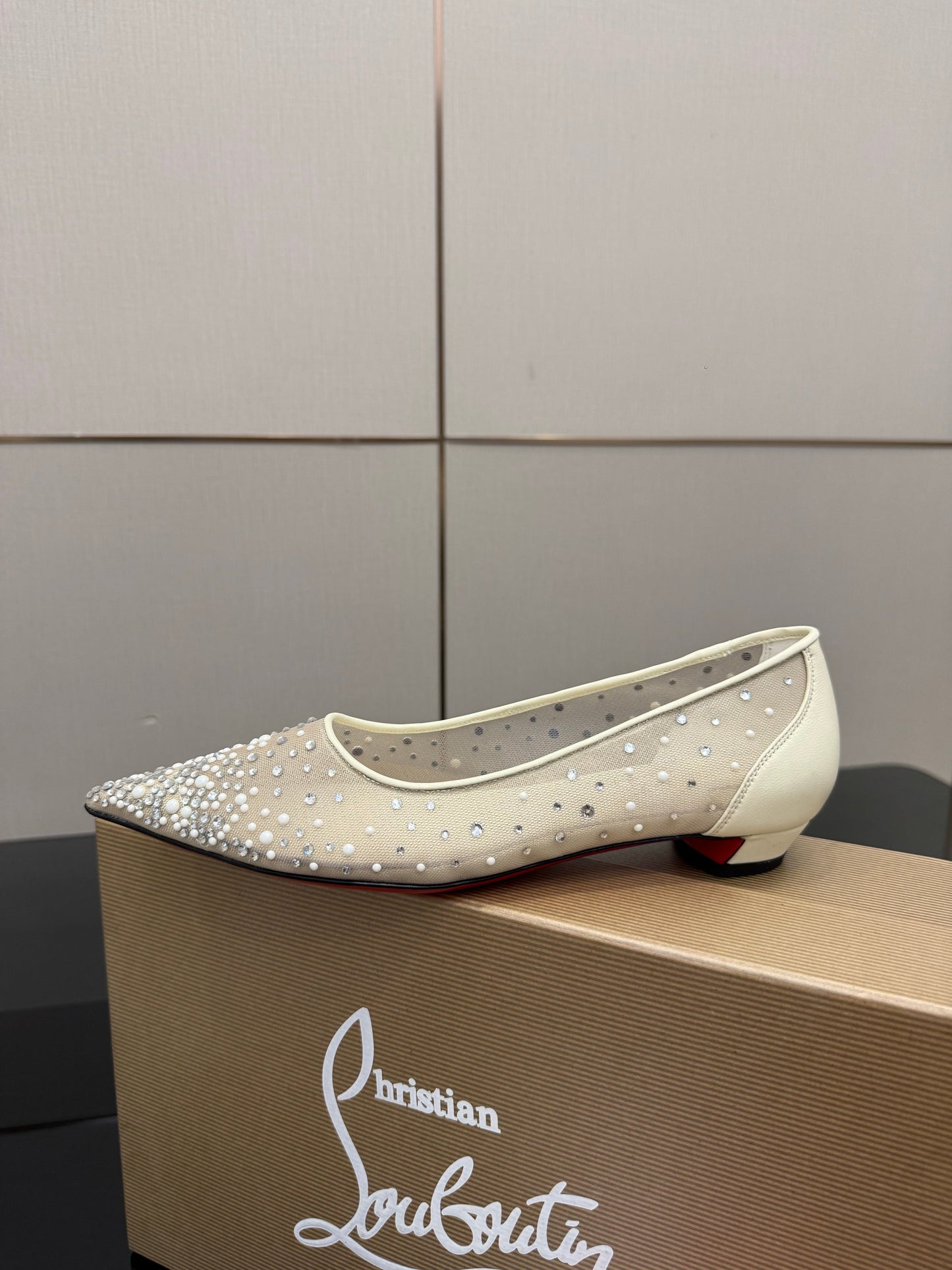 Christian Louboutin 2026 Ballerina Flats Mesh Crystal Embellishment 791567
