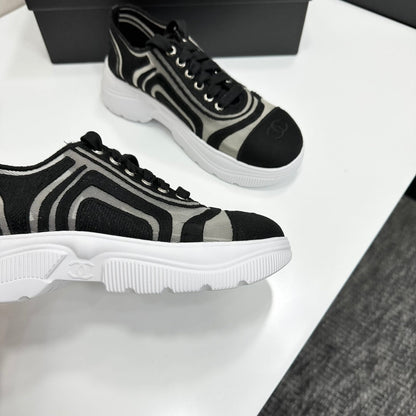 CC 26s Casual Sneakers Rhinestones Black White Mesh Sheepskin 626364