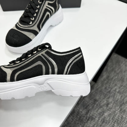 CC 26s Casual Sneakers Rhinestones Black White Mesh Sheepskin 626364