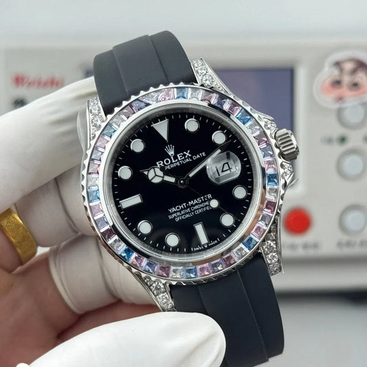 Rolex Yacht-Master 42mm Black Dial Multi Color Diamond