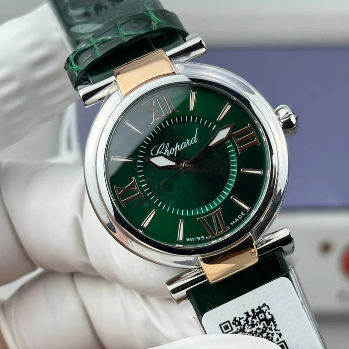 Chopard Imperiale 29mm Sliver Case Green Crocodial Leather