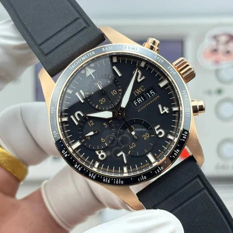 IWC Pilot's Chronograph 41 Black Dial Rubber Strap