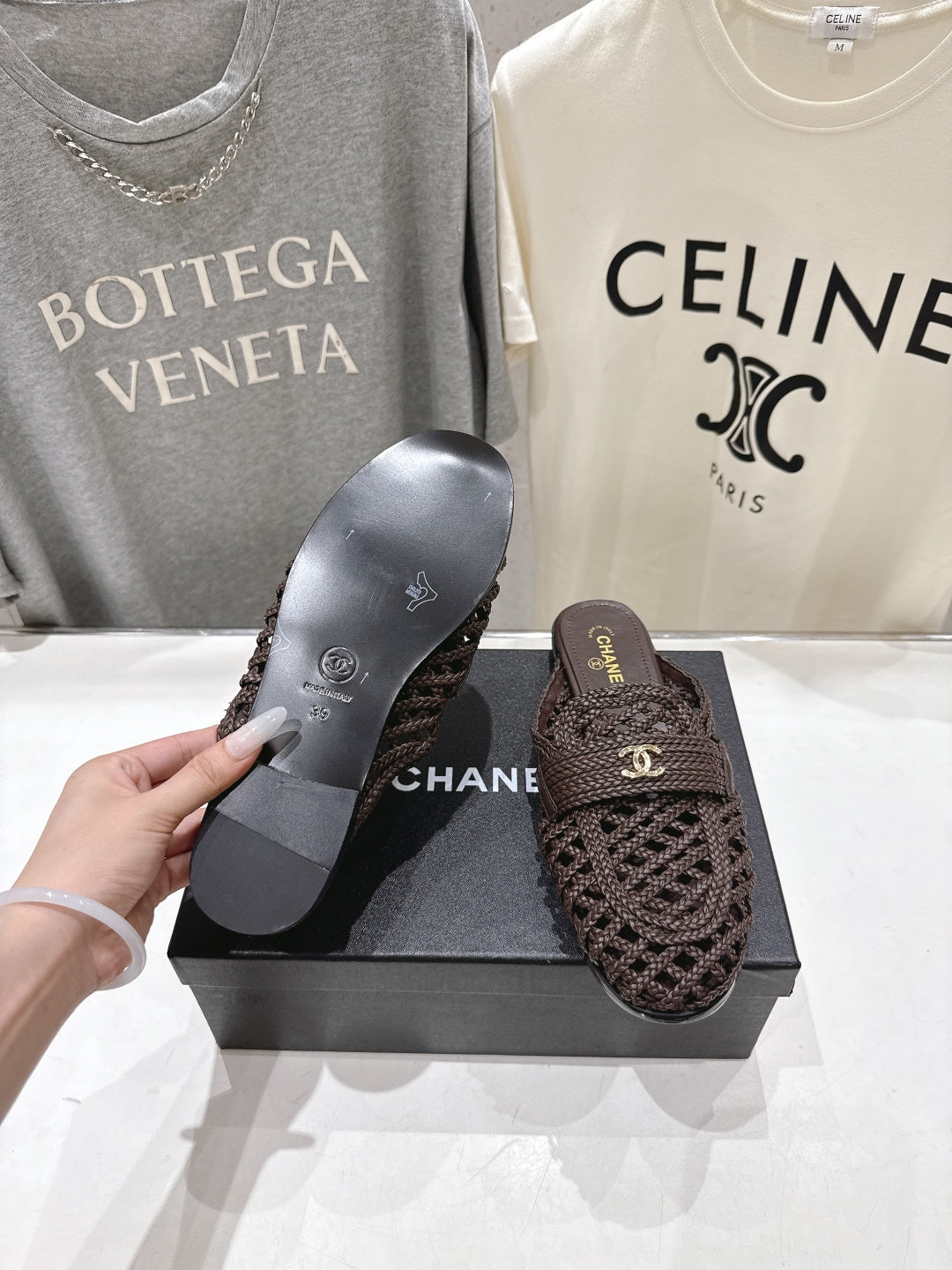 Chanel 2026 Hand-Woven Mules Chocolate Calfskin 896471