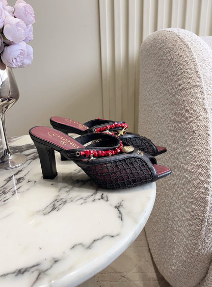Chanel 2026 Open-toe Mule 75mm Mesh Sheepskin 808075