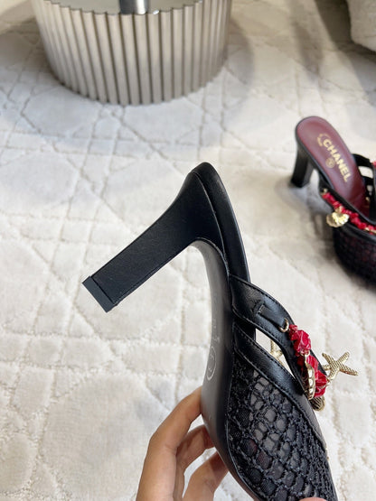 Chanel 2026 Open-toe Mule 75mm Mesh Sheepskin 808075