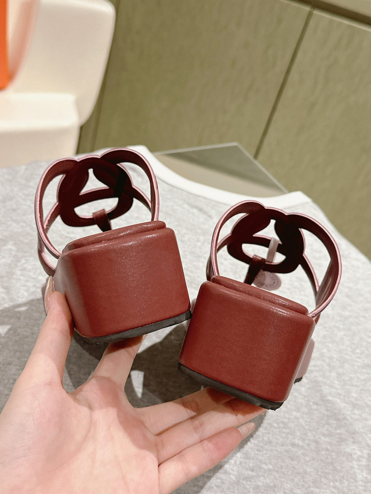 HM  Gipsy  Sandals 50mm Reddish-brown Sheepskin 484755