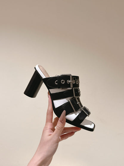 CD 26s High Heel Sandal 65 Black White Lambskin 661542