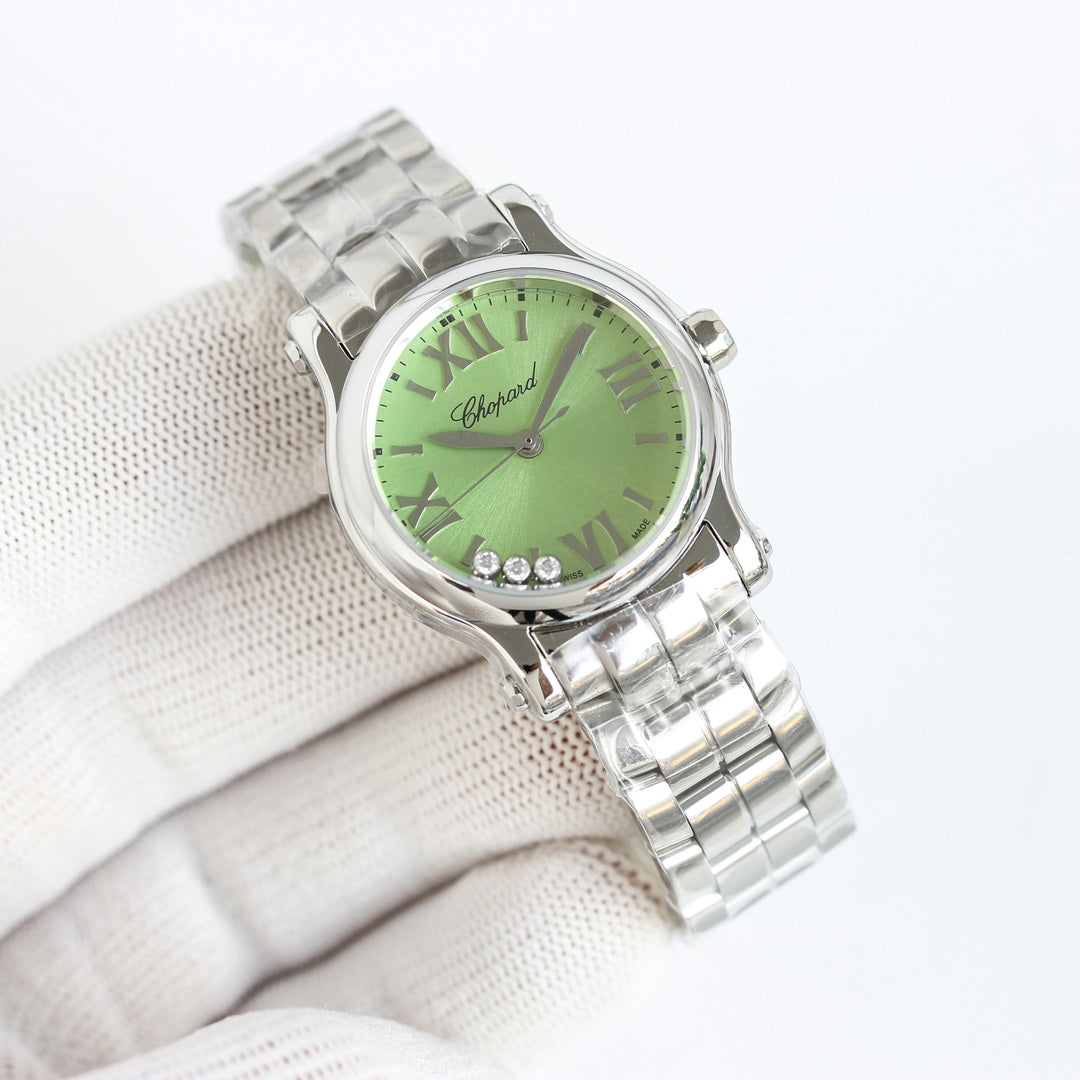 Happy Diamond Silver Green Dial